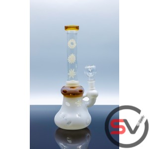 FROSTED FLOWER GLASS WATER PIPE 10inch